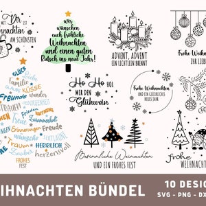 10 Plotterdatei Weihnachten SVG, Weihnachten Sublimation PNG, Weihnachtssprüche Svg, Designs de Natal alemães Dxf