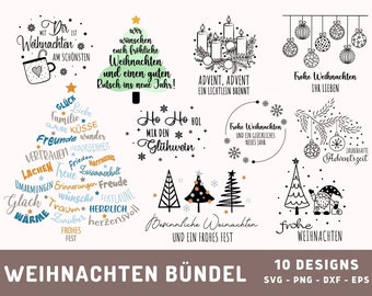 10 Plotterdatei Weihnachten SVG, Weihnachten Sublimation PNG, Weihnachtssprüche Svg, German Christmas Designs Dxf