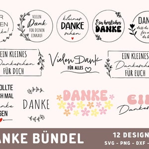 Danke Plotterdatei Sprüche, Danke Ettiketten Bündel SVG, Dankeschön Plot Datei Schriftzüge, Digistamp, Vielen Dank Sprüche, PNG,DXF