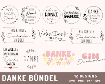 Danke Plotterdatei Sprüche, Danke Ettiketten Bündel Svg, Dankeschön Plot Datei Schriftzüge, Digistamp, Vielen Dank Sprüche, PNG, DXF