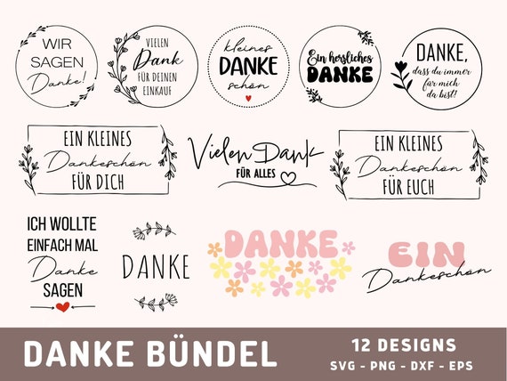 Danke Plotterdatei Sprüche, Danke Ettiketten Bündel Svg, Dankeschön Plot Datei Schriftzüge, Digistamp, Vielen Dank Sprüche, PNG,DXF