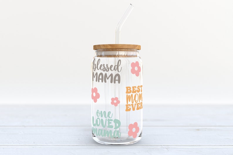 MAMA SVG WRAP Libbey Glass Can 16oz Gift for Mama Glass Can - Etsy