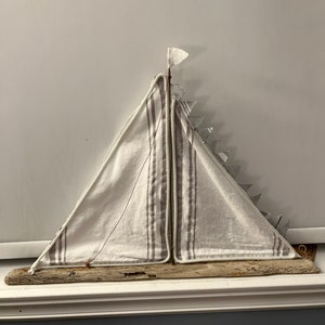 Driftwood Art sailboat “Low Tide” nautical décor