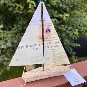 Driftwood Sailboat Art “Hali Brig”  nautical decor natural display for shelf, windowsill, mantle, dresser, gift or decoration