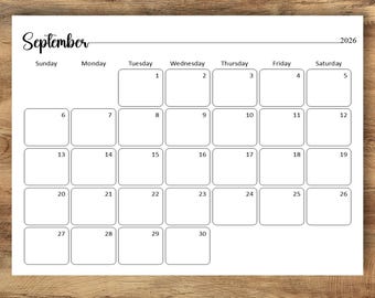 BEWERKBARE kalender september 2026, pdf-homeschoolplanner, maandelijks schema, terug naar schoolkalender, huisbeheer, digitale download