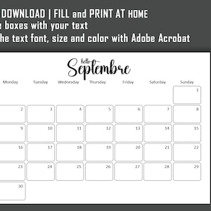 EDITABLE September 2024 Calendar, Beautiful Fall Autumn Printable ...