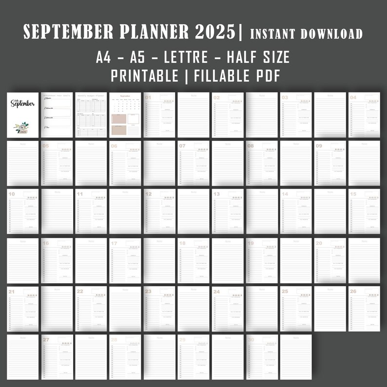 EDITABLE September 2025 Planner Calendar, Printable Monthly Schedule ...