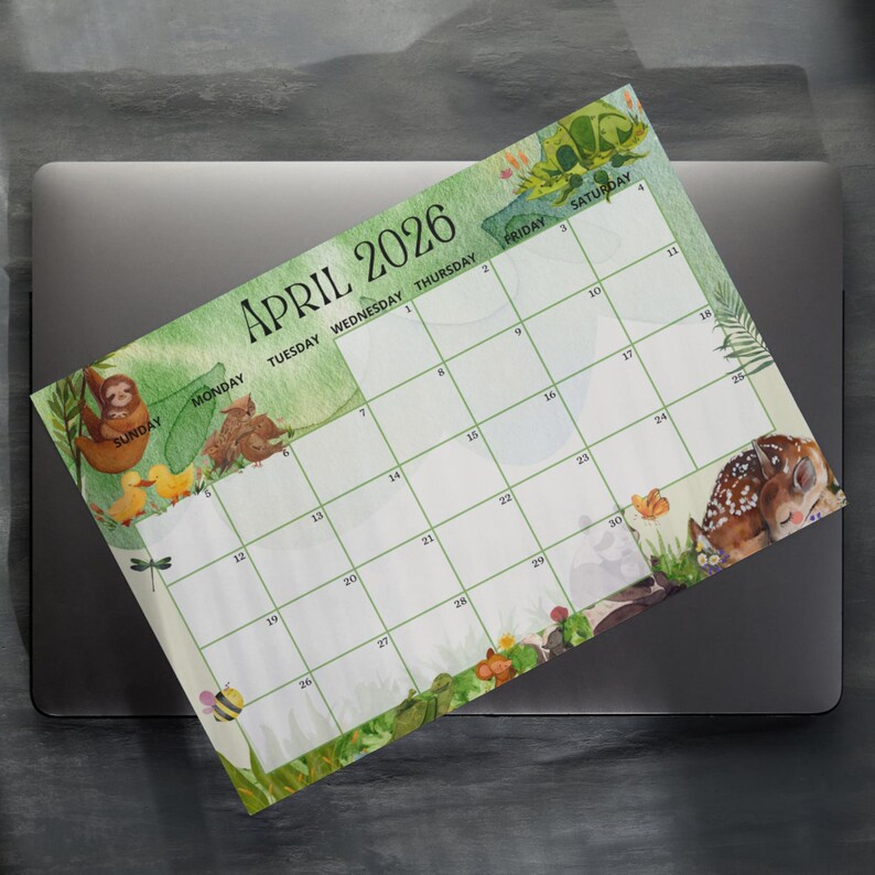 EDITABLE Printable April Calendar 2026, April Calendar With Cute ...