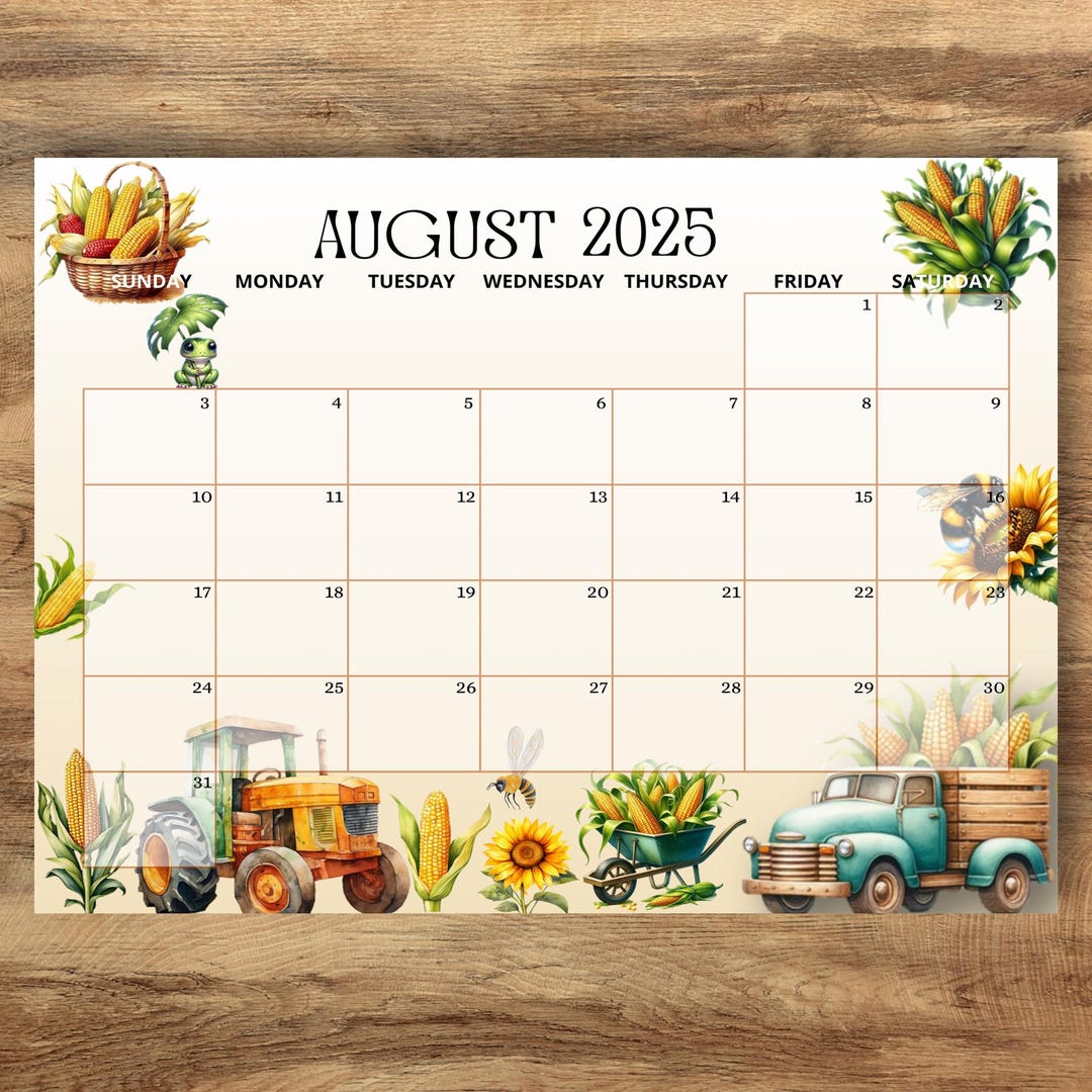 EDITABLE AUGUST 2025 Calendar, Cute Summer Calendar for August 2025 ...