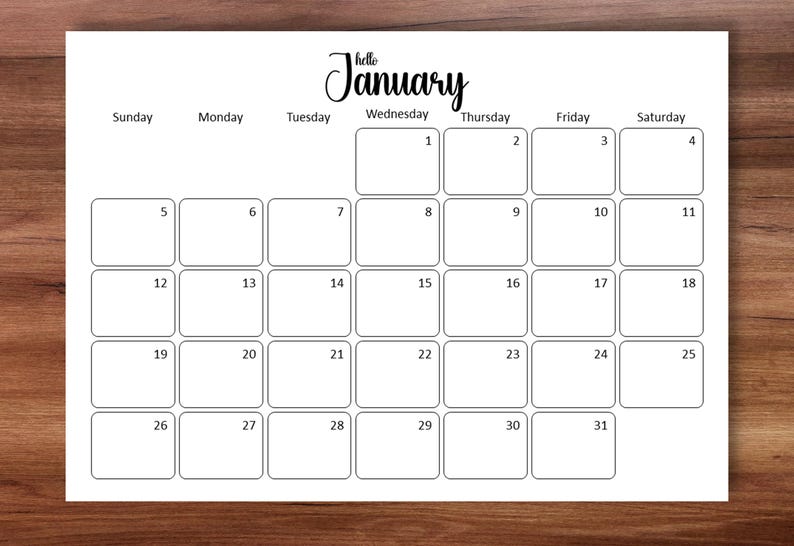 EDITABLE January 2025 Calendar Printable Fillable Calendar Planner