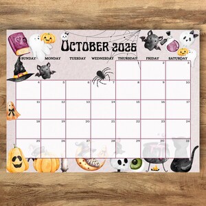 Editable October 2026 Halloween Calendar, Spooky Monthly Planner (Digital Download)