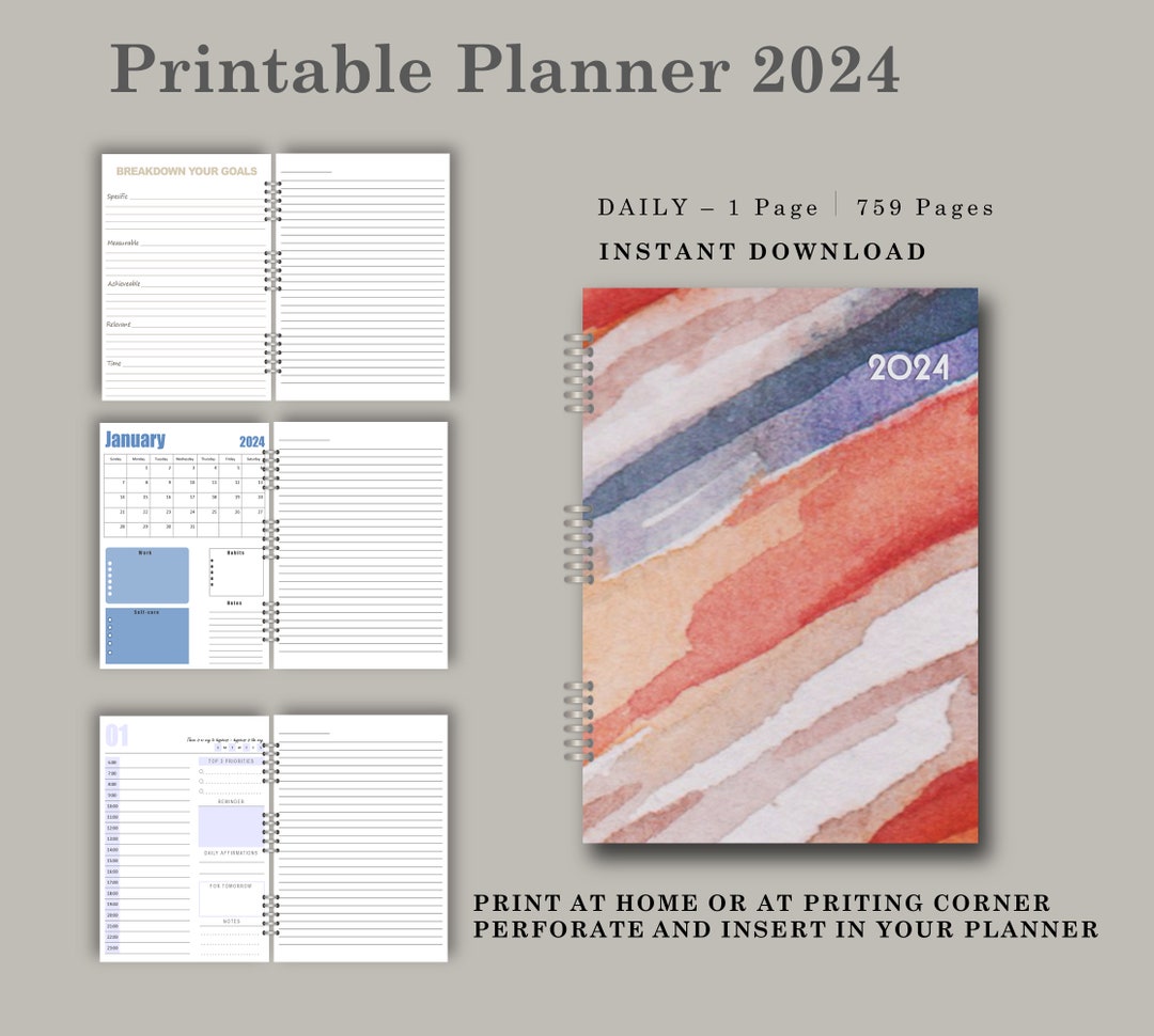 2024 Daily Monthly Planner Pdf Printable Agenda Pages for 2024 Day ...