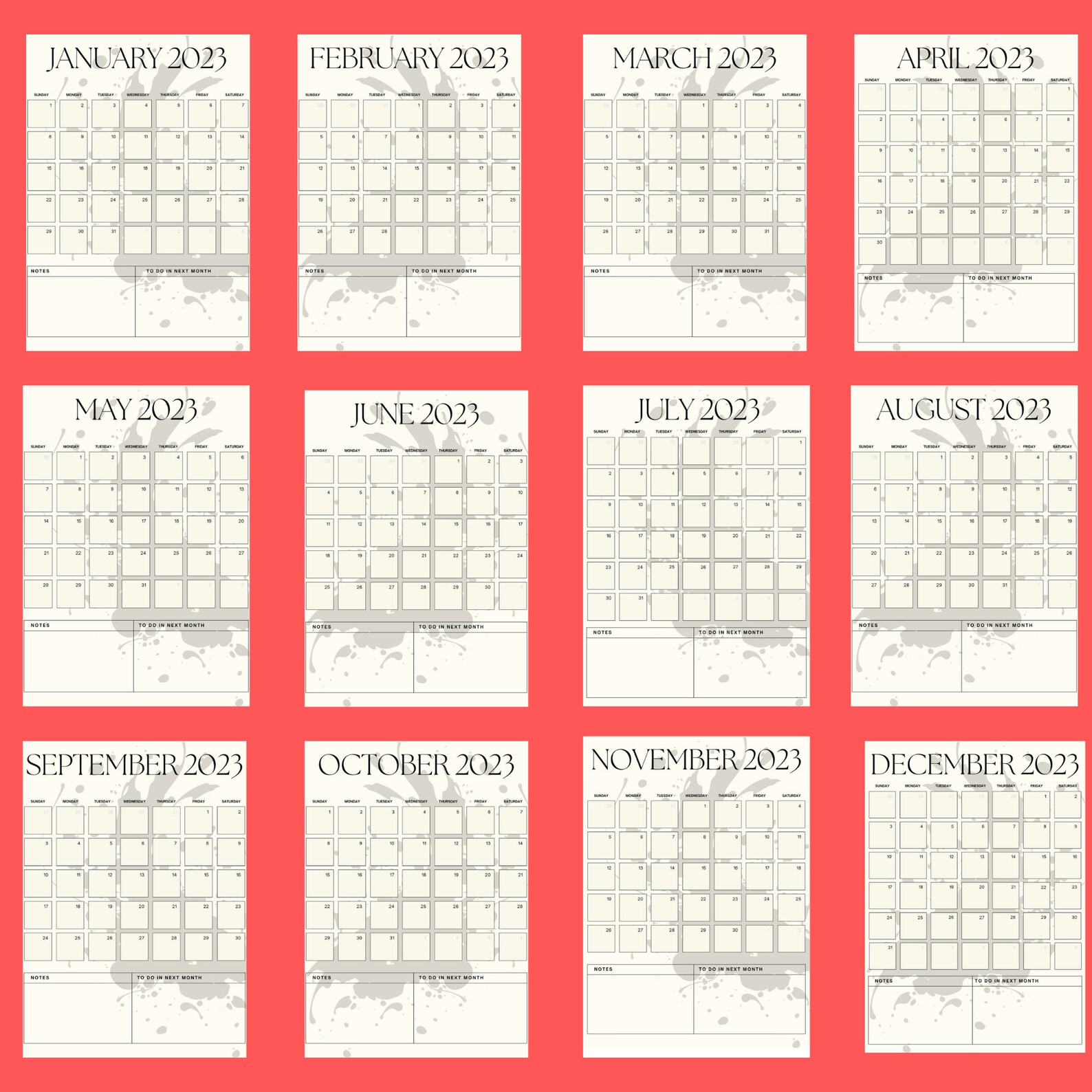 Mini Pocket Calendar 2023 Printable Easy to Use PDF Fits Etsy
