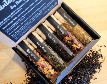 Gift set tea | Trial set balanced mix | 5 teas in a cork glass | gift birthday | Tea Gift | ORGANIC tea