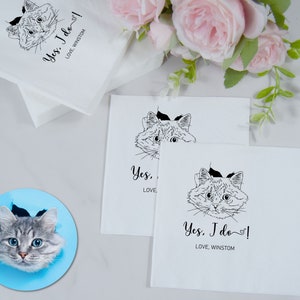 Tovaglioli da matrimonio per cani illustrati personalizzati / Tovaglioli da matrimonio personalizzati per animali domestici / Tovaglioli di carta personalizzati / Tovaglioli di fidanzamento personalizzati / Tovaglioli personalizzati