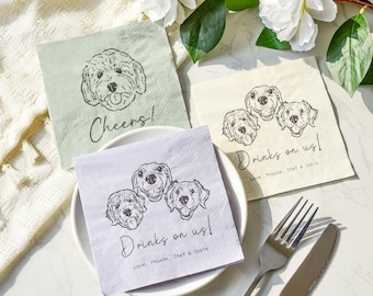 Aangepaste bruiloftservetten huisdierportret, gepersonaliseerd decor hond kat