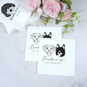 Serviettes de table personnalisées pour mariage de chien illustré Serviettes de table personnalisées pour mariage d'animal de compagnie Serviettes en papier personnalisées Serviettes de fiançailles personnalisées Serviettes de table personnalisées image 8