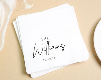 Personalized Wedding Cocktail Napkins, Custom Text, Elegant Reception Decor