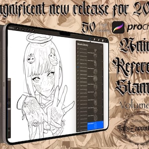 50 Anime reference stamps for Procreate.