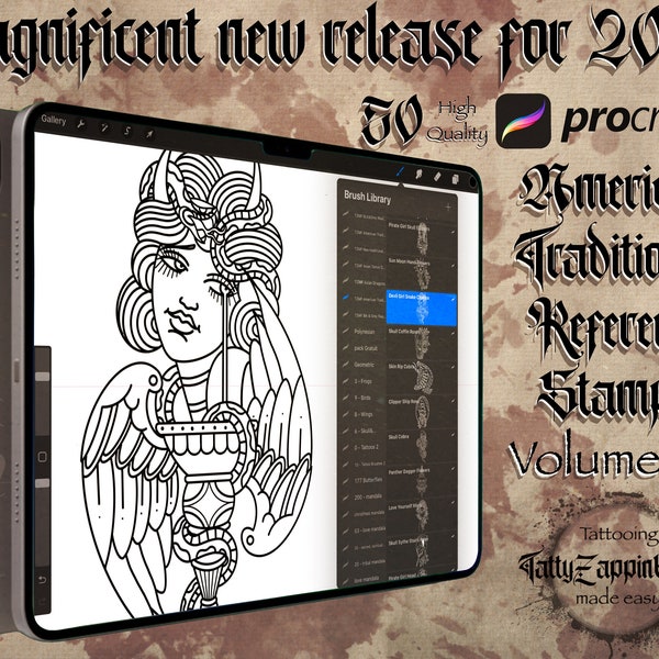 50 American Traditional reference stamps Volume #2 for Procreate
