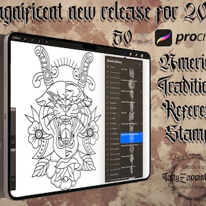 50 American Traditional reference stamps volume #1. for procreate