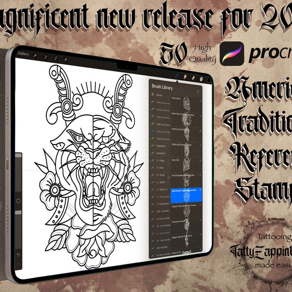 50 American Traditional reference stamps volume #1. for procreate