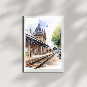 Victorian Railways, Station #3 Watercolour Print, Vintage Railway Art Wall Decor, Historic Station Illustration, Transport Gift