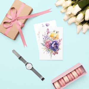 Flower Bouquet Postkarten 5er Set - Handgemachte Aquarell Blumenkunstdrucke für Karten, Geschenke & Dekoration
