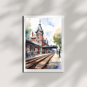 Victorian Railways, Station #1 Watercolour Print, Vintage Train Art, Railway Wall Decor, Historic Station Illustration, Transport Gift