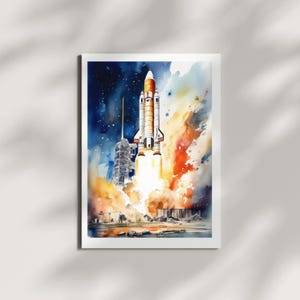 Saturn V Rocket Launch Digital Download Printable Wall Art for Space Lovers, NASA Decor, Instant Art Print