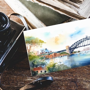 Set di 5 cartoline di città famose - Collezione di cartoline di viaggio di Sydney, Shanghai, Roma, Parigi ed Edimburgo