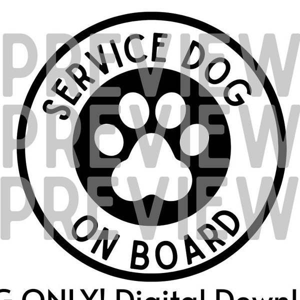 Service Dog On Board .SVG and .PNG for Cricut
