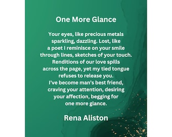 Gothic Poem Art Print "One More Glance" by Rena Aliston Digital Download