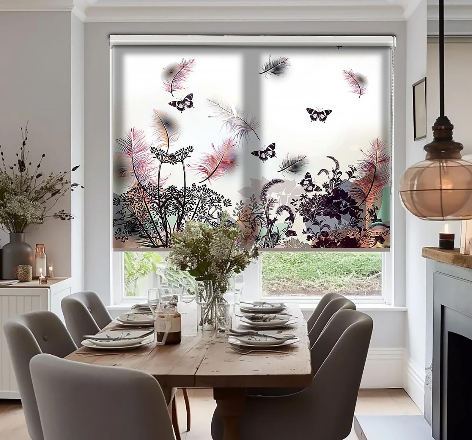 Butterfly Floral Roller Shade: Customizable Window Blinds - Etsy
