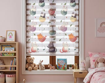 Rainbow, Clouds and Care Bear Themed Roller Shades | Use For Baby Room, Boys Room | Patterned Custom Size Roller Shades | Roller Blinds