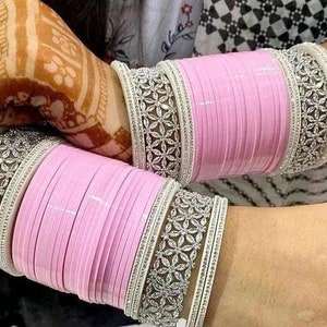 Baby Pink Bridal Punjabi Bangles, Indian Pink Chooda, Bridal Punjabi Wedding Bangles Set, Bridal Wedding Bangles, Punjabi Red Bangles Set