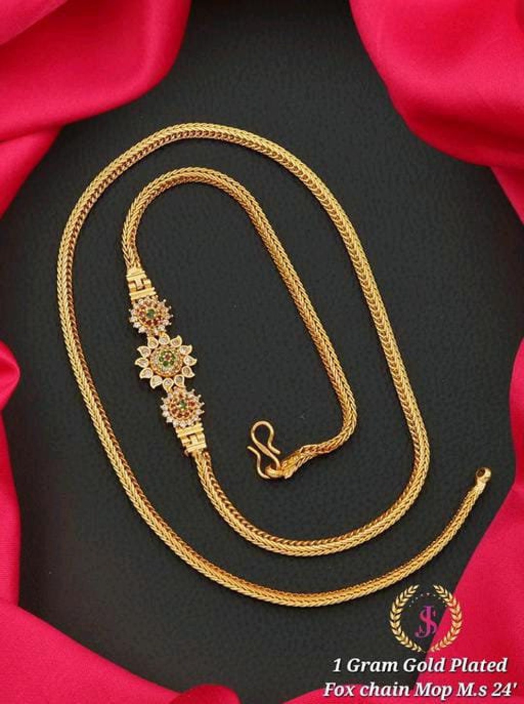 American Diamond Gold Plated Mop Chain Gold Plated Covering Mop ...