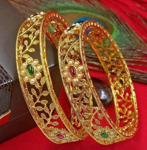Rajwadi Kadali Bracelet Gold Plated Kangan Kada for Women/ Indian