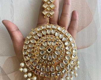 Bollywoodstijl Maang Tikkas, Kundan Sheeshpatti, Vergulde Maang Tikka, Hoofdsieraden, Hoofdketting, Haaraccessoires, Lichaamssieraden, Tika