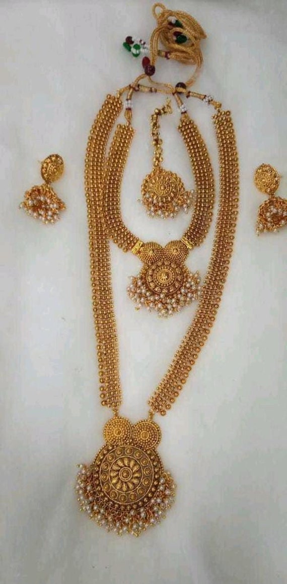 Buy Antique Gold Matte Finish Golden Temple South Indian Bride