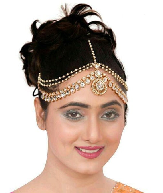 Sabyasachi Indian Pearls Kundan Rakhadi, Kundan Sheeshpatti, Gold