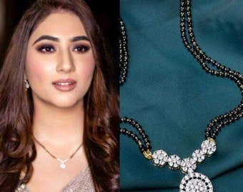 American Diamond Layered Mangalsutra Necklace, Gold And Black Bead Mangalsutra, Diamond Mangalsutra Pendant With Chain, Antique Mangalsutra