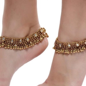 Beautiful Heavy Bridal Screw Payal Very Loud Sound Ghnghroo Gold Platted Big Payal Anklets, Ghungru Anklets, Payzeb, Body Jewelry, Anklet