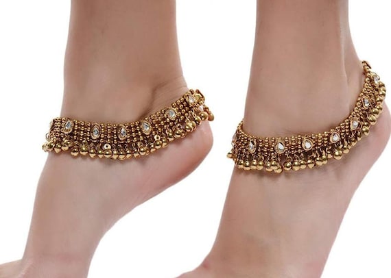 Beautiful Heavy Bridal Screw Payal Very Loud Sound Ghnghroo Gold Platted Big Payal Anklets Ghungru Anklets Payzeb Body Jewelry Anklet Etsy UK