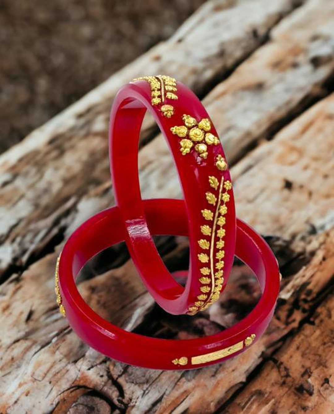 Leaf Designer Dailywear Sakha Handmade Red Bangles ,handmade