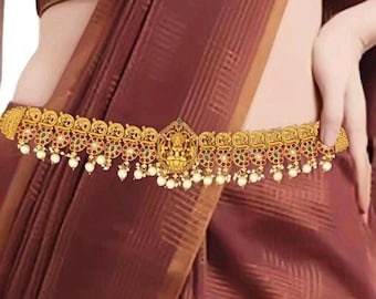 Temple South indian wedding gold plated waist chain/ south indian jewelry/ gift for bride/ bridal jewelry/ indian tagdi/ traditional jewelry