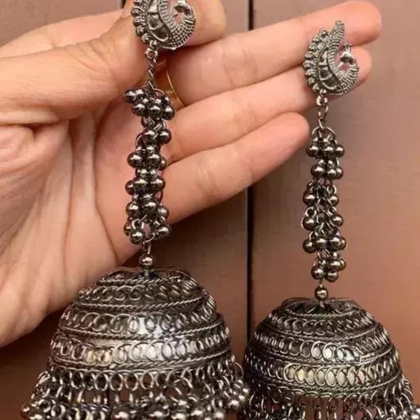 Zuri Afghani Tribal Jhumka Chain Earrings main image 1