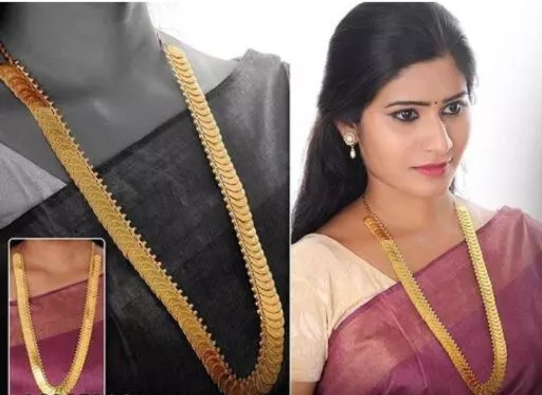 Antique Gold Peacock Necklace and Kasu Haram - Indian Jewellery Designs