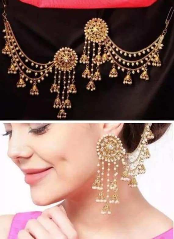 South Indian Matte Finish Gold Plated Sahara Bridal Jhumka