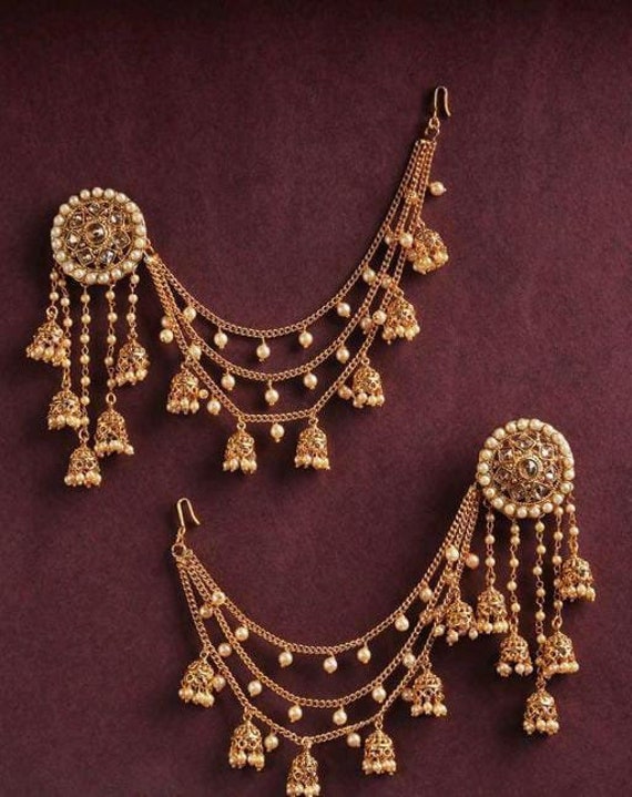 New gold earring Sahara design/beautiful kan chain(eare chane) design -  YouTube